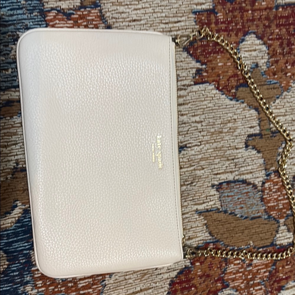 Kate Spade Ivory Crossbody Bag with Gold Chain
